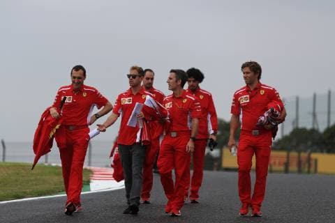 4th October 2018, Suzuka International Racing Course, Suzuka City, Japan; Formula One of Japan, driver arrivals and press conference PK Pressekonferenz Scuderia Ferrari, Sebastian Vettel inspect the course  ActionPlus12067926 Octane