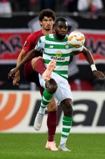 SOCCER - UEFA EL, RBS vs Celtic SALZBURG,AUSTRIA,04.OCT.18 - SOCCER - UEFA Europa League, group stage, Red Bull Salzburg vs Celtic FC Glasgow. Image shows Andre Ramalho (RBS) and Odsonne Edouard (Celtic). GEPAxpictures xFlorianxErtl
