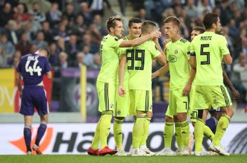 Dinamo Zagreb s midfielder Izet Hajrovic celebrates after scoring during a game of Belgian soccer team RSC Anderlecht against Croatian team Dinamo Zagreb in Anderlecht, Thursday 04 October 2018, on day two of the Europa League group stage, in group D. VIRGINIExLEFOUR  x05440588x