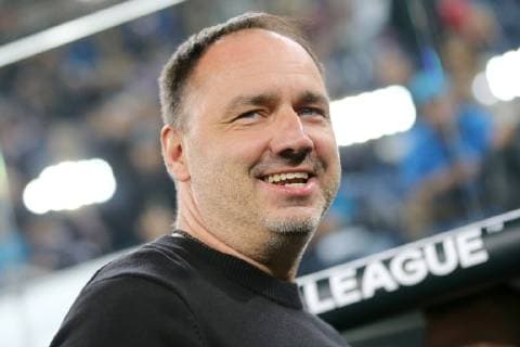 ST PETERSBURG, RUSSIA â€“ OCTOBER 4, 2018: FC Slavia Praha s manager Jindrich Trpisovsky looks on ahead of their 2018 19 UEFA Europa League Group C Round 2 football match against FC Zenit St Petersburg at Saint Petersburg Stadium. Peter Kovalev TASS  TS0928D8
