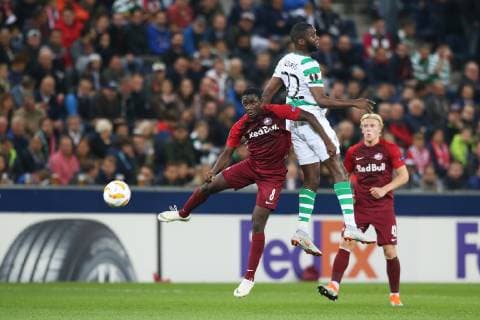 SOCCER - UEFA EL, RBS vs Celtic SALZBURG,AUSTRIA,04.OCT.18 - SOCCER - UEFA Europa League, group stage, Red Bull Salzburg vs Celtic FC Glasgow. Image shows Diadie Samassekou (RBS) and Odsonne Edouard (Celtic). GEPAxpictures xMathiasxMandl