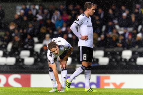 181004 Vegar Eggen Hedenstad and Anders Konradsen of Rosenborg looks dejected during the Europa League match between Rosenborg and RB Leipzig on October 4, 2018 in Trondheim. Photo: Jon Olav Nesvold BILDBYRN kod JE 160318 Copyright: JONxOLAVxNESVOLD BB181004JE026