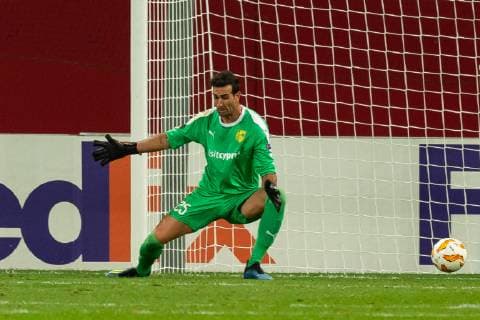 Leverkusen, Germany, 04.10.2018, UEFA Europa League - 2018 19 Season, Vorrunde, Gruppenphase - Gruppe A - 2. Spieltag, Bayer 04 Leverkusen - AEK Larnaka, TOR zum 1:1 durch Kai Havertz (B04), Torwart Tono (AEK Larnaka) ( DeFodi001