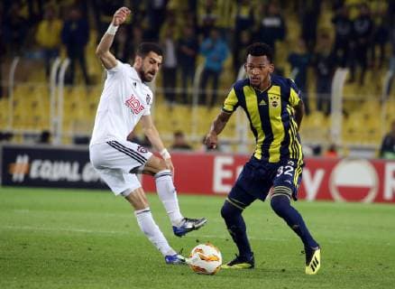 Jailson (R) of Fenerbahce and Vakhtang Chanturishvili of Spartak Trnava during the UEFA Europa League Group D match between Fenerbahce and Spartak Trnava at Ulker Stadium in Istanbul , Turkey on October 04 , 2018 