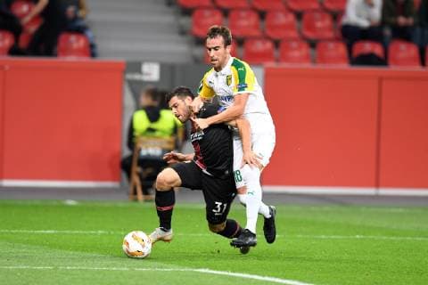 Fussball, UEFA Europa League, Saison 2018 2019, Vorrunde, Spiel 2, Bayer 04 Leverkusen-AEK Larnaka, 04.010.2018, Bayarena Leverkusen,kevin volland, bayer 04 leverkusen,Mikel Gonzalez, AEK; ,