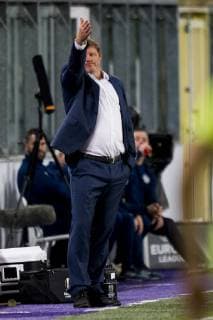 Anderlecht s head coach Hein Vanhaezebrouck reacts during a game of Belgian soccer team RSC Anderlecht against Croatian team Dinamo Zagreb in Anderlecht, Thursday 04 October 2018, on day two of the Europa League group stage, in group D. JASPERxJACOBS  x05440631x