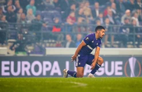 Anderlecht s Zakaria Bakkali looks dejected during a game of Belgian soccer team RSC Anderlecht against Croatian team Dinamo Zagreb in Anderlecht, Thursday 04 October 2018, on day two of the Europa League group stage, in group D. VIRGINIExLEFOUR  x05440710x