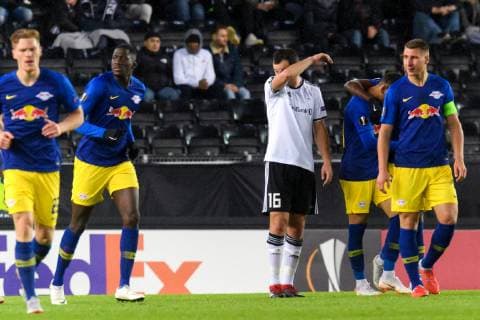 181004 Even Hovland of Rosenborglooks dejected after 0-3 during the Europa League match between Rosenborg and RB Leipzig on October 4, 2018 in Trondheim. Photo: Jon Olav Nesvold BILDBYRAN kod JE 160318 Copyright: JONxOLAVxNESVOLD BB181004JE037