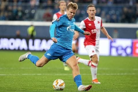 ST PETERSBURG, RUSSIA â€“ OCTOBER 4, 2018: FC Zenit St Petersburg s Alexander Kokorin in action in their 2018 19 UEFA Europa League Group C Round 2 football match against FC Slavia Praha at Saint Petersburg Stadium. Peter Kovalev TASS  TS0928FA