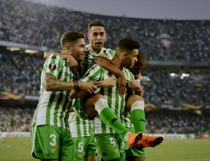 Real Betis v F91 Dudelange - UEFA Europa League.; SEVILLE; SPAIN - october 04: The Real Betis player Cristian Tello celebrates the goal after scoring in party belonging to phase of groups of UEFA; Europa League; (Group f); facing to the Real Betis v F91 Dudelange; stadium Benito Villamarin; 04th October; 2018; foto:Cristobal Duenas Cordon Press
