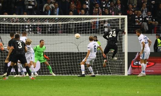 goal, Danny da Costa (Eintracht Frankfurt) erzielt das Tor zum 1:0 - 04.10.2018: Eintracht Frankfurt vs. Lazio Rom, UEFA Europa League 2. Spieltag, Commerzbank Arena, DISCLAIMER: DFL regulations prohibit any use of photographs as image sequences and or quasi-video.