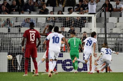 But et Joie Robert Skov (cop) FOOTBALL : Bordeaux vs Copenhague - 2eme Tour Ligue Europa - Bordeaux - 04 10 2018 ThierryBreton Panoramic 