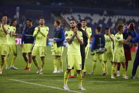 Petar Stojanovic defender of Dinamo Zagreb celebrates the victory after FOOTBALL : RSC Anderlecht vs Dinamo Zagreb - Ligue Europa - 04 10 2018 PhotoNews Panoramic  775219892