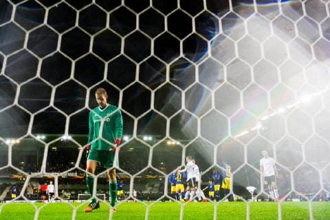 181004 Goalkeeper Andre Hansen of Rosenborg looks dejected after letting in the 0-3 goal during the Europa League match between Rosenborg and RB Leipzig on October 4, 2018 in Trondheim. Photo: Jon Olav Nesvold BILDBYRAN kod JE 160318 Copyright: JONxOLAVxNESVOLD BB181004JE054