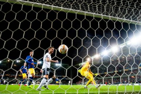 181004 Issam Jebali of Rosenborg (not pictured) scores the 1-3 goal behind goalkeeper Yvon Mvogo of RB Leipzig during the Europa League match between Rosenborg and RB Leipzig on October 4, 2018 in Trondheim. Photo: Jon Olav Nesvold BILDBYRAN kod JE 160318 Copyright: JONxOLAVxNESVOLD BB181004JE057
