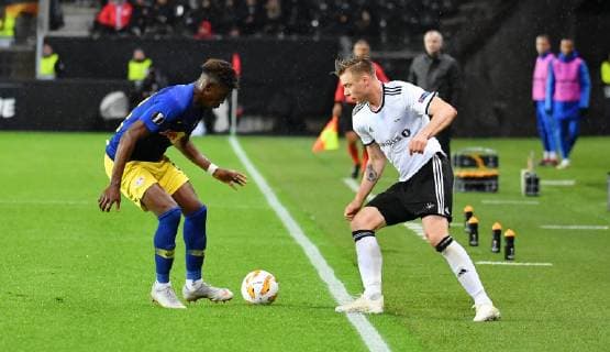 Fotball Menn UEFA Europa League Rosenborg - RB Leipzig Lerkendal Stadium, Trondheim, Norway 4 oktober 2018 Alexander Søderlund, Rosenborg (H) og Nordi Mukiele, RB Leipzig Foto : Arve Johnsen, Digitalsport 