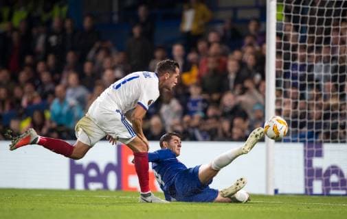 ?lvaro MORATA of Chelsea shot at goal during the UEFA Europa League group match between Chelsea and Videoton at Stamford Bridge, London, England on 4 October 2018. Copyright: xAndyxRowlandx PMI-2291-0006