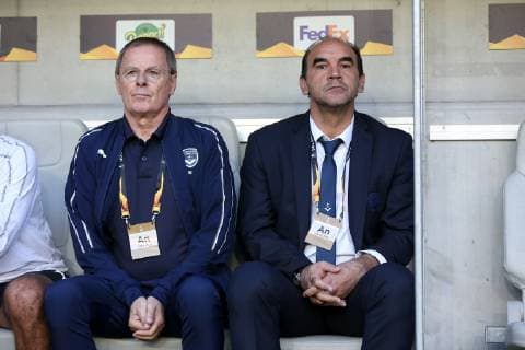 RICARDO GOMES (MANAGER GENERAL BORDEAUX) - ERIC BEDOUET (ENTRAINEUR BORDEAUX) FOOTBALL : Bordeaux vs Kobenhavn - Ligue Europa - 04 10 2018 FEP Panoramic 