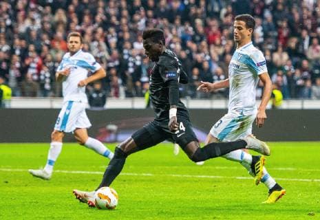 04.10.2018, xfux, Fussball UEFA Europa League, Eintracht Frankfurt - Lazio Rom, emspor, v.l. Danny da Costa (Eintracht Frankfurt), Luiz Felipe (Lazio Rom) Frankfurt am Main