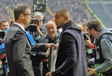 Frankfurts Vorstand Fredi Bobic (links) mit Kevin Prince Boateng Eintracht Frankfurt vs Lazio Rom, Fussball, Uefa Europa League, 04.10.2018 Eintracht Frankfurt vs Lazio Rom, Fussball, Uefa Europa League, 04.10.2018 Frankfurt Copyright: xEIBNER RenexWeissx EP_RWS