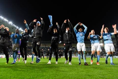 Fußball, EL, Malmö FF - Besiktas Istanbul 181004 The players of Malmö FF celebrates after the Europa League group stage match between Malmö FF and Besiktas on October 4, 2018 in Malmö. Photo: Petter Arvidson BILDBYRN kod PA 92119 Copyright: PETTERxARVIDSON BB181004PA067