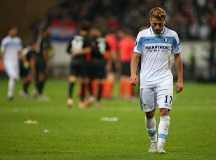 04.10.2018, Fussball UEFA Europa League 2018 2019, Gruppenphase, 2.Spieltag, Eintracht Frankfurt - Lazio Rom, in der Commerzbank-Arena Frankfurt. Ciro Immobile (Lazio Rom) enttäuscht