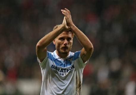 04.10.2018, Fussball UEFA Europa League 2018 2019, Gruppenphase, 2.Spieltag, Eintracht Frankfurt - Lazio Rom, in der Commerzbank-Arena Frankfurt. Ciro Immobile (Lazio Rom) enttäuscht