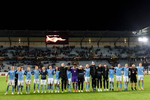 Fußball, EL, Malmö FF - Besiktas Istanbul 181004 The players of of Malmö FF celebrates after the Europa League group stage match between Malmö FF and Besiktas on October 4, 2018 in Malmö. Photo: Ludvig Thunman BILDBYRAN kod LT 35544 Copyright: LUDVIGxTHUNMAN BB181004LT057