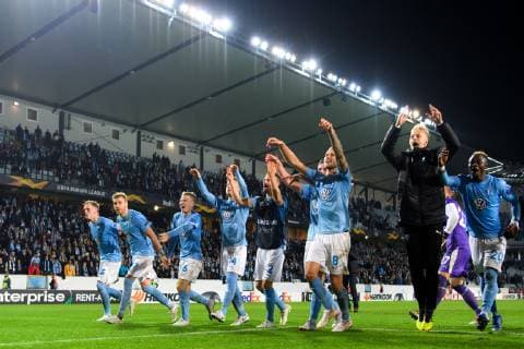 181004 The payers of Malmö FF celebrates after the Europa League group stage match between Malmö FF and Besiktas on October 4, 2018 in Malmö. Photo: Petter Arvidson BILDBYRAN kod PA 92119 Copyright: PETTERxARVIDSON BB181004PA069