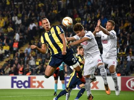 Michael Frey of Fenerbahce and Moatej Oravec of Spartak Trnava during Fenerbahce vs. Spartak Trnava UEFA Europa League Game at Fenerbahce Ulker Stadium, 4th of October, 2018.  16134720