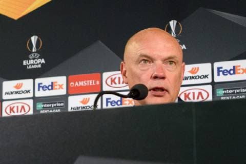 Fußball, EL, Malmö FF - Besiktas Istanbul 181004 Uwe Rösler, head coach of Malmö FF an a press conference PK Pressekonferenz after the Europa League group stage match between Malmö FF and Besiktas on October 4, 2018 in Malmö. Photo: Petter Arvidson BILDBYRN kod PA 92119 Copyright: PETTERxARVIDSON BB181004PA090