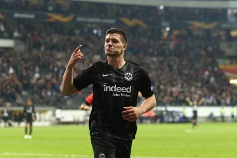 Luka Jovic (Frankfurt) feiert sein Tor zum 3:1 im Spiel gegen Rom Eintracht Frankfurt vs Lazio Rom, Fussball, Uefa Europa League, 04.10.2018 Eintracht Frankfurt vs Lazio Rom, Fussball, Uefa Europa League, 04.10.2018 Frankfurt Copyright: xEIBNER RenexWeissx EP_RWS