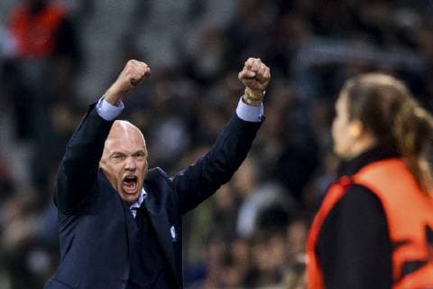 Fußball, EL, Malmö FF - Besiktas Istanbul 181004 Uwe Rösler, head coach of Malmö FF celebrates during the Europa League group stage match between Malmö FF and Besiktas on October 4, 2018 in Malmö. Photo: Petter Arvidson BILDBYRAN kod PA 92119 Copyright: PETTERxARVIDSON BB181004PA124