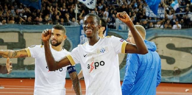 04.10.2018 Stadion Letzigrund Zürich , SCHWEIZ , Saison 2018 2019 Herren Fussball Europa League FC Zürich - Ludogorets Rasgrad Schlussjubel Assan Ceesay (FC Zürich)