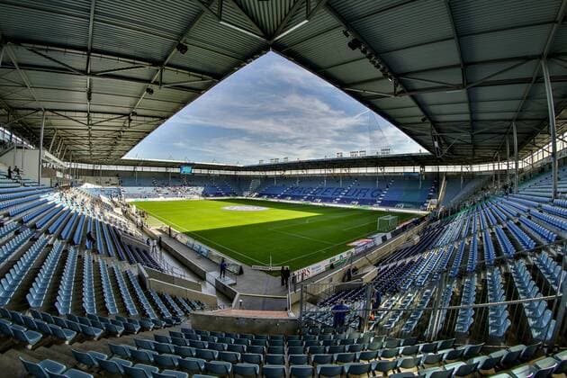 Fußball, Stadiongeschichte 1. FC Magdeburg Weitwinkel-Motiv der MDCC-Arena rund 90 Minuten vor Anpfiff. 30.09.2018, Fussball, GER, 2. Bundesliga, 9. Spieltag, MDCC-Arena, 1. FC Magdeburg - SG Dynamo Dresden, 1. FC Magdeburg vs. SG Dynamo Dresden