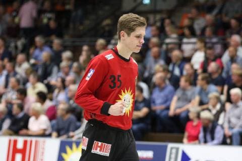 Joel Birlehm (TuS N-Luebbecke 35), TuS N-Luebbecke vs HC Elbflorenz Dresden, Handball, 2. Bundesliga, 06.10.2018, TuS N-Luebbecke vs HC Elbflorenz Dresden, Handball, 2. Bundesliga, 06.10.2018 Luebbecke Copyright: xEIBNER JanxStrohdiekx EP_JSK