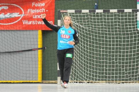 Dora Elbert (SG H2Ku Herrenberg Kuties 16) im Tor Handball, DHB, Pokal, 2.Runde, 06.10.2018, Foto:TBaur Eibner TG Nuertingen vs. SG SG H2Ku Herrenberg Kuties Nuertingen Copyright: xEIBNER TobiasxBaurx EP_TBR