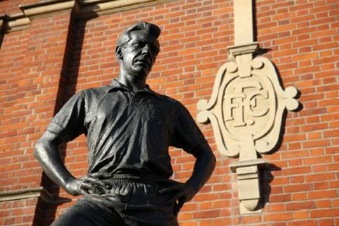 7th October 2018, Craven Cottage, London, England; EPL Premier League football, Fulham versus Arsenal; Statue of Fulham legend Johnny Haynes outside Craven Cottage as the sun is rising before kick off  ActionPlus12069009 JohnxPatrickxFletcher