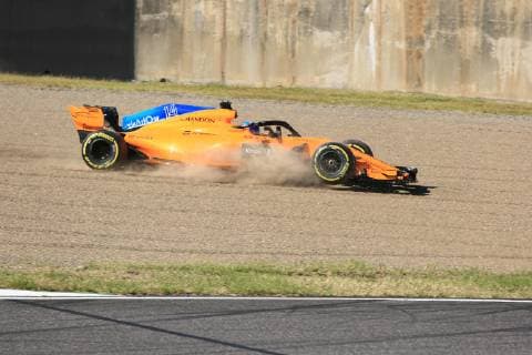 7th October 2018, Suzuka International Racing Course, Suzuka City, Japan; Formula One Grand Prix of Japan, race day; McLaren, Fernando Alonso runs through the gravel  ActionPlus12069102 Octane