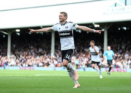7th October 2018, Craven Cottage, London, England; EPL Premier League football, Fulham versus Arsenal; Andre Schurrle of Fulham celebrates after scoring his sides 1st goal in the 44th minute to make it 1-1  ActionPlus12069140 JohnxPatrickxFletcher