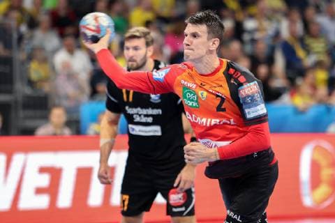 Andre Schmid (Andy Schmid, RNL, 2), Siebenmeter, 7-Meter, Strafwurf, Spielszene, Action, Aktion, Einzelbild, Aktion, Action, Spielszene, Handball, Champions League, Rhein-Neckar Löwen - IFK Kristianstad,