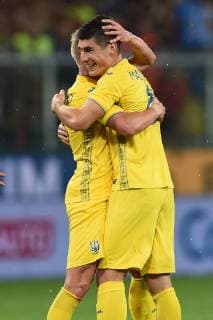 Fußball, Italien - Ukraine Db Genova 10 10 2018 - amichevole Italia-Ucraina foto Daniele Buffa Image nella foto: esultanza gol Rusian Malinovskyi 