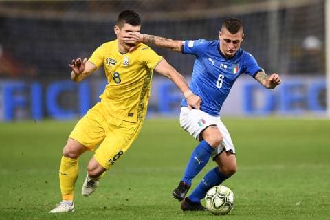 Fußball, Italien - Ukraine Mg Genova 10 10 2018 - amichevole Italia-Ucraina foto Matteo Gribaudi Image nella foto: Marco Verratti-Rusian Malinovskyi 