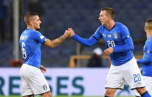 Fußball, Italien - Ukraine Photo LaPresse - Tano Pecoraro 10 October 2018 City Genova - (Italy) Soccer Italia vs Ucraina Race Friendly- "Luigi Ferraris" Stadium in the pic: bernardeschi federico esulta dopo il gol del 1-0  Copyright: xTanoxPecoraro LaPresse LaPresse x