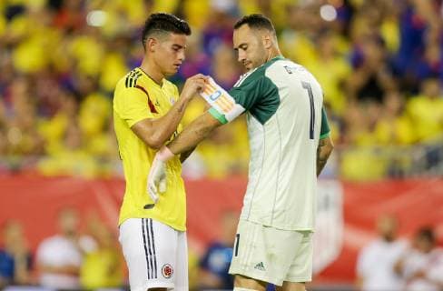 October 11, 2018 - Tampa, FL, United States - Tampa, FL - Thursday October 11, 2018: The men s national teams of the United States (USA) and Colombia (COL) play in an International Friendly Länderspiel game at Raymond James Stadium. James Rodríguez, David Ospina - ZUMAt139 20181011_zaa_t139_055 Copyright: xJohnxDortonx