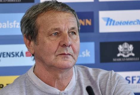 Slovakian team head coach Jan Kozak speaks during the press conference PK Pressekonferenz prior to the soccer Nations League match Slovakia vs Czech Republic, in Trnava, Slovakia, October 12, 2018. (CTKxPhoto DavidxSvab) CTKPhotoP201810120569601  SVD
