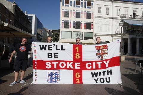 England fans take in the atmosphere, even though they will not be admitted into tonights match due to it being played behind closed doors during the Uefa Nations League, Group A4 match at Stadion HNK Rijeka, Rijeka. Picture date: 12th October 2018. Picture credit should read: David Klein Sportimage EDITORIAL USE ONLY. No use with unauthorised audio, video, data, fixture lists, club league logos or live services. Online in-match use limited to 120 images, no video emulation. No use in betting, games or single club league player publications.