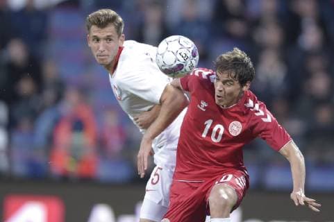Fußball, U21 EM Quali, Dänemark - Polen Situation fra kampen. EM-kvalifikationskampen Danmark og Polen paa Aalborg Stadion. , Denmark  Copyright: HenningxBaggerx cop101 spdk20181012-181350-L
