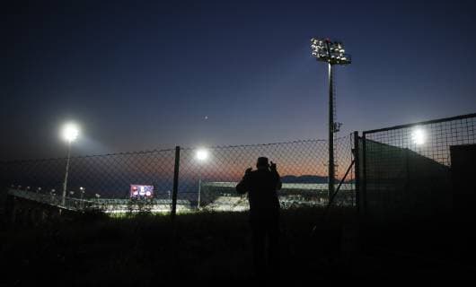 A lone fan waits to watch the match from a hill overlooking the stadium before the Uefa Nations League, Group A4 match at Stadion HNK Rijeka, Rijeka. Picture date: 12th October 2018. Picture credit should read: David Klein Sportimage EDITORIAL USE ONLY. No use with unauthorised audio, video, data, fixture lists, club league logos or live services. Online in-match use limited to 120 images, no video emulation. No use in betting, games or single club league player publications.