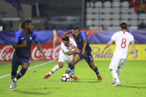Fußball, U21 Länderspiel, Frankreich - Türkei Abdurrahim Dursun (Turquie) vs Kelvin Amian Adou (France Espoirs) FOOTBALL : France Espoirs vs Turquie - Match Amical - 12 10 2018 GwendolineLeGoff Panoramic 